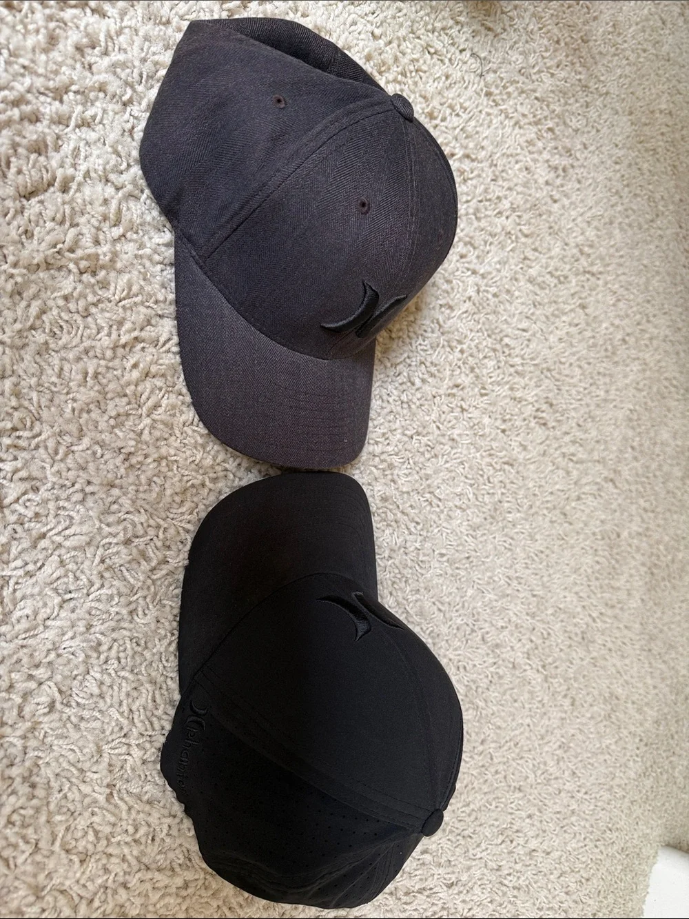 Hurley Two-Pack Curved Brim Caps in Black and Charcoal